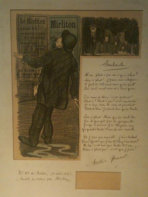 Hand-colored proof for Mirliton No. 123 (Aug. 18, 1893) with inscribed poem by Aristide Bruant (Private collection, U.S.)