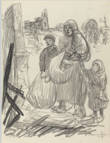 Preliminary drawing for Le Retour -- C'est Ici Chez Nous (Collection of the National Gallery of Art)