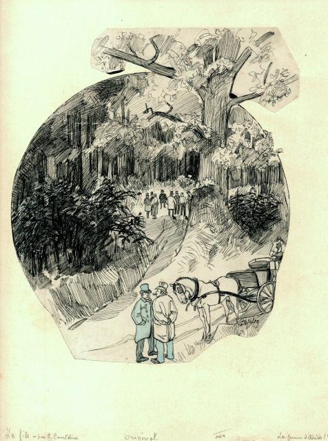 Original drawing for Les Femmes d'Amis by Courteline (1888)