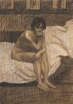 Auf dem Bett sitzender Akt (1913)