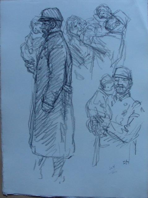 Soldat en kepi, portant un enfant (1916) (JC 2)