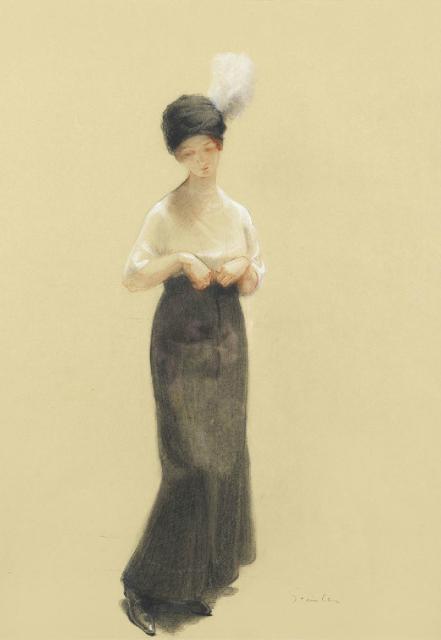 Jeune Femme Au Chapeau a Plume (Millon auction, June 11, 2011)