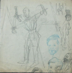 Sketch for L'Epouvantail Bourgeois (part of a larger double-sided sketch page offered at Gilden's auction, July 25, 2012)