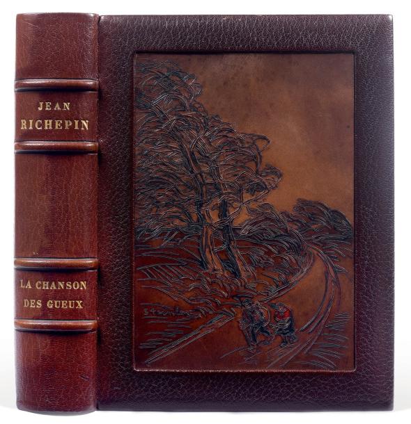 La Chanson des Gueux (1910)(C 519) with Steinlen incised leather binding (Fraysse & Associes auction, Nov. 8, 2012)