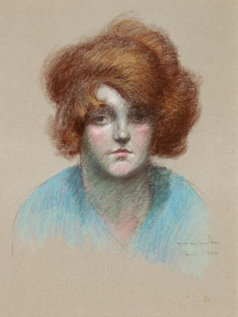 Portrait of woman in blue blouse (1920) (Fischer auction, Nov. 21, 2013)