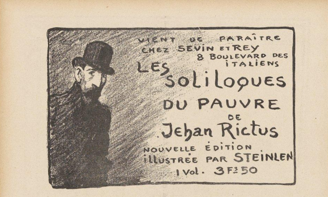 Ad for revised edition of Les Soliloques du Pauvre (1903)(C 624) (Appeared in Issue 19 of Le Canard Sauvage, Jul. 26, 1903)