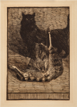 Chat Noir et Chat Tigre Faisant Sa Toilette (1898) (C 20)